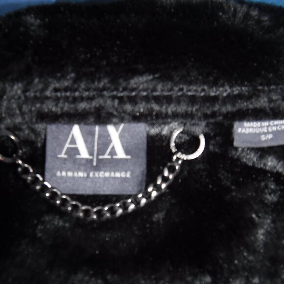Armani Exchange Faux Suede Moto Jacket  in black size small - Picture 6 of 12